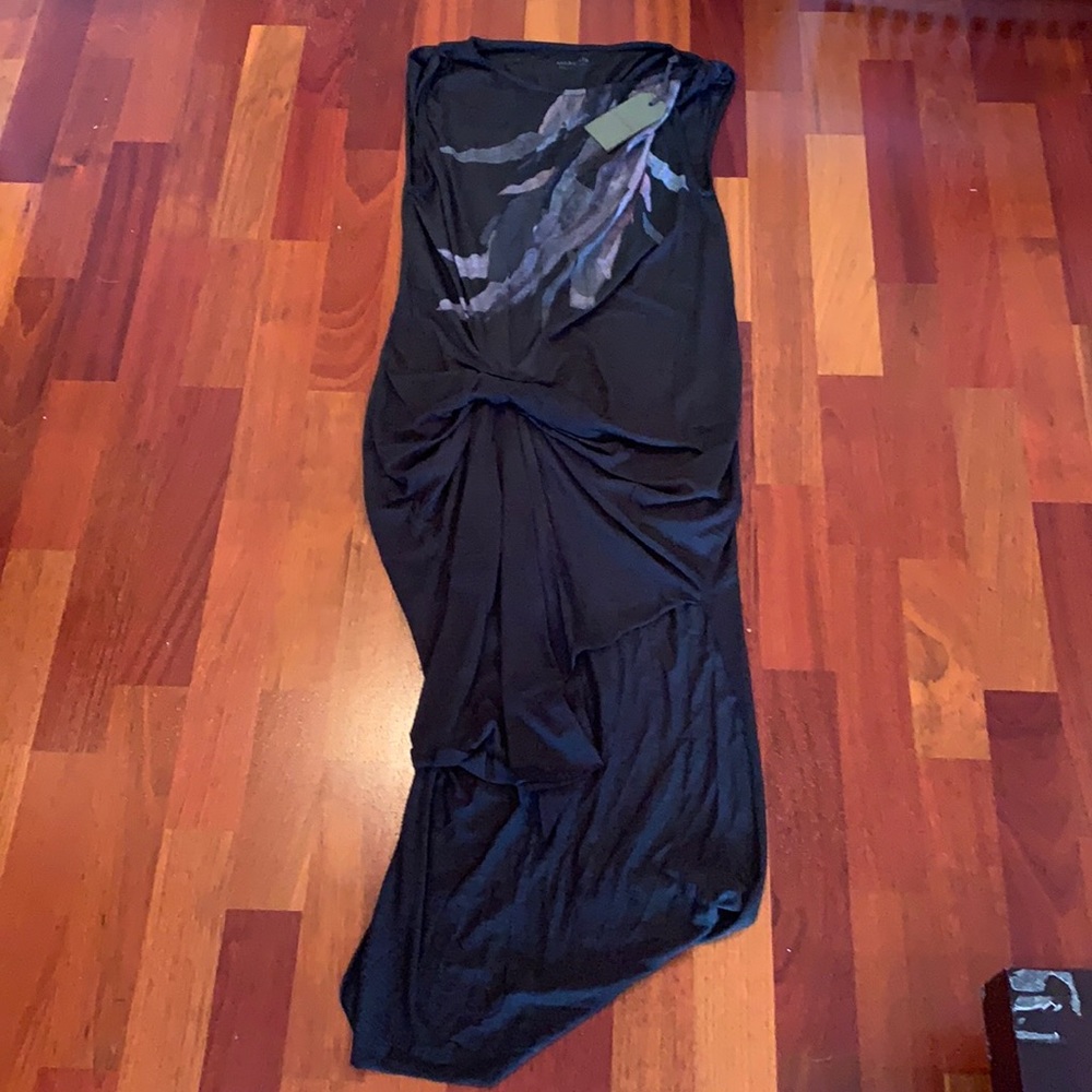 All saints asymmetrical black floral dress